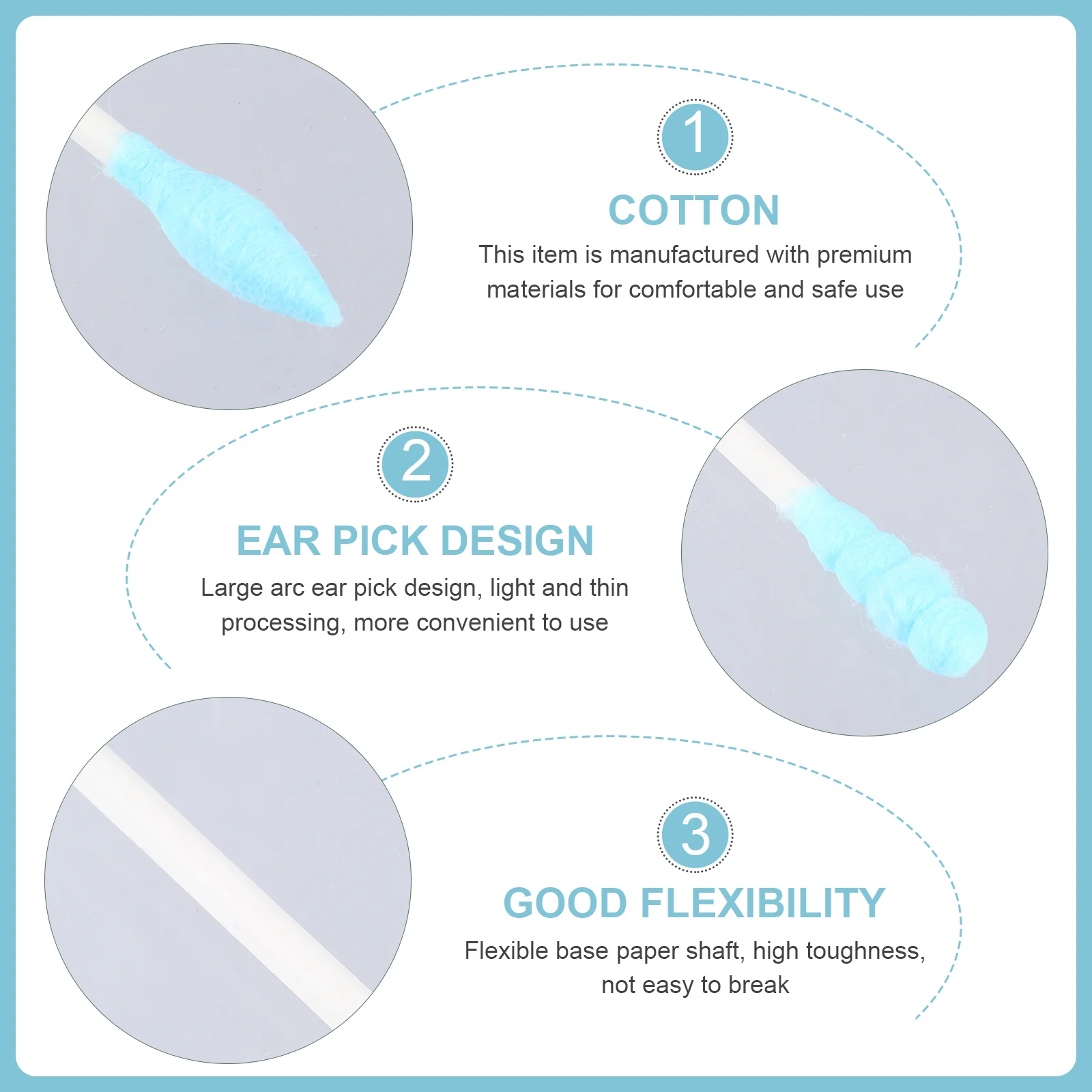 3 paquetes de hisopos de algodón para limpieza de maquillaje, herramientas de limpieza de doble cabeza, palo absorbente para niños en espiral