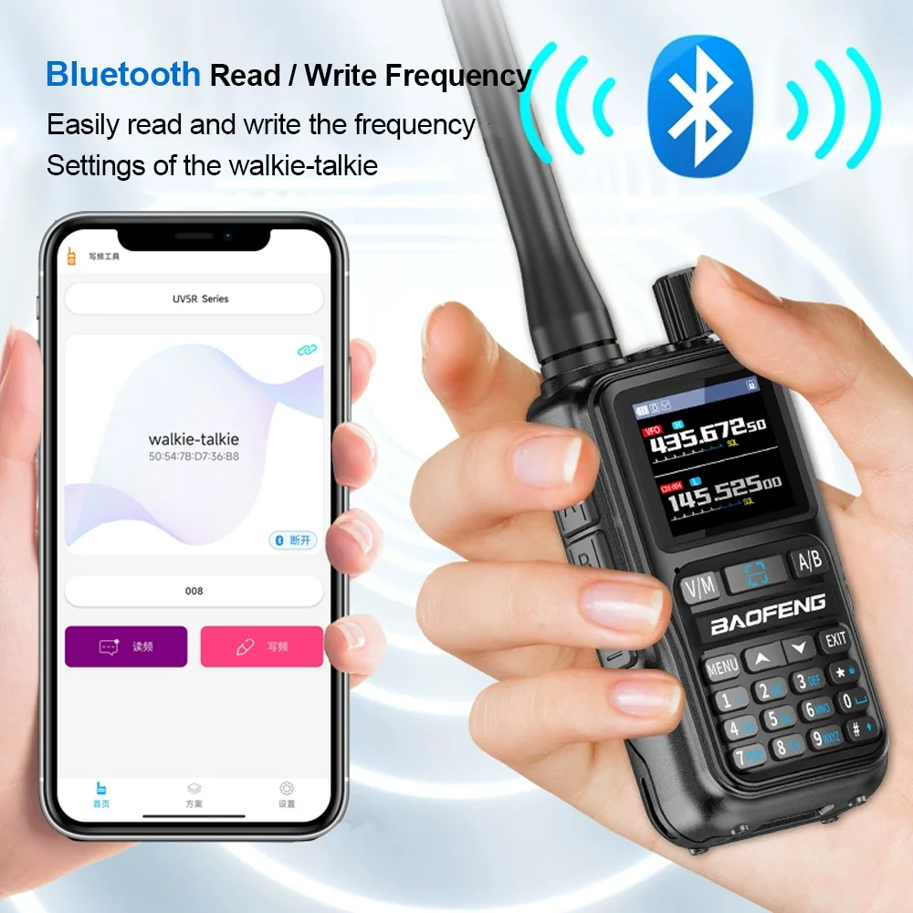 baofeng uv5r mini Walkie Talkie UV-5R Mini 1.44"TFT Large Screen Two Way Radio AM FM VHF UHF Multi-band BT Read/write Radio