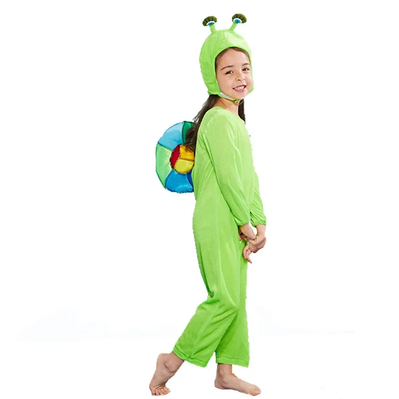 

Green Unisex Toddle Children Plush Animal Cosplay Snail Fancy Dress Jumpsuit Costume Gifts Set Halloween