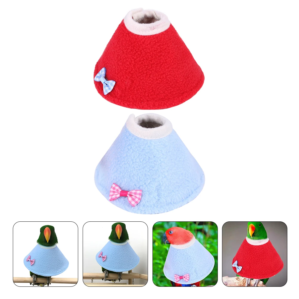 

2pcs Pet Recovery Collar Anti Scratch Protective Neckwear for Parrot Bird Soft Adjustable Size M Random Color Wound Healing