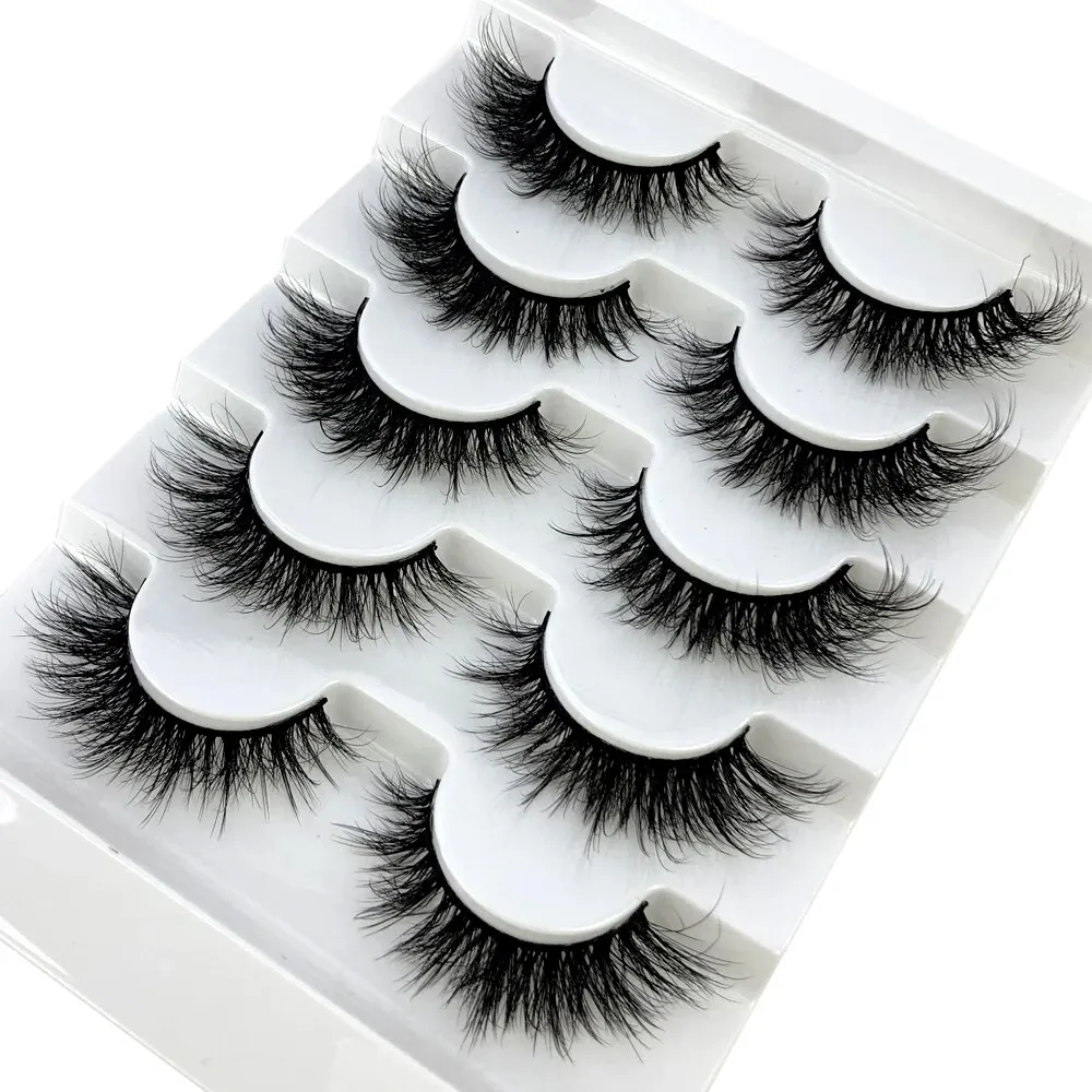 5 Pairs 3D Mink Lashes False Eyelashes Fluffy Thick Cross Wispy Natural Eye Lashes Mink Soft Lash Extension Supplies Makeup Set