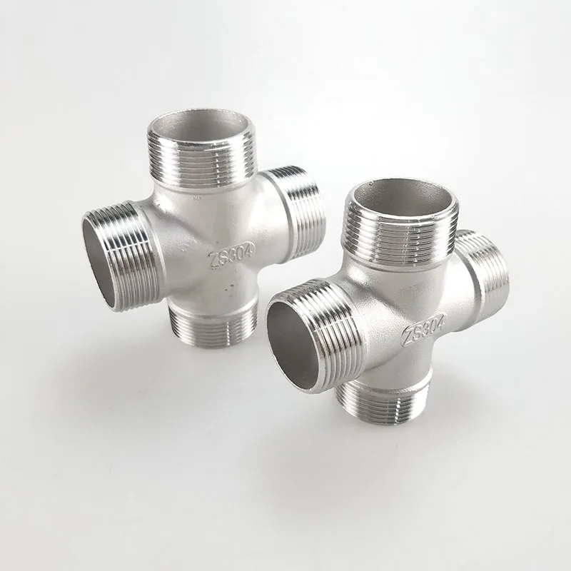 

1/2" DN15 male BSPT Thread Pipe Fitting 4 Way Stainless Steel SS304 Cross Type Coupling Pipe Connector