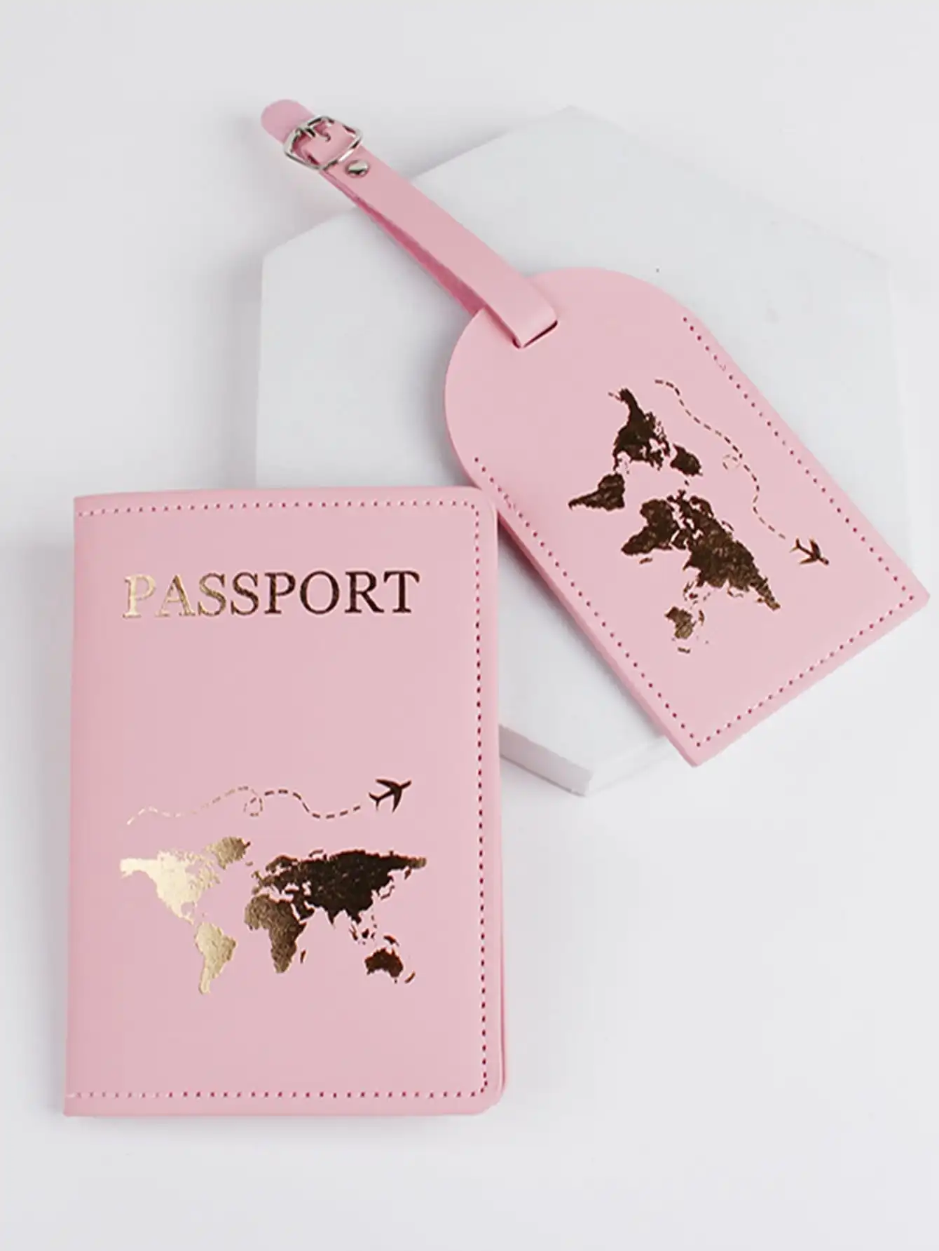 2 Teile/satz Passport Abdeckung Gepäck Koffer Tag Mit Name ID Karte Anti-verloren PU Leder Brieftasche Reise Zubehör Für flug Paare – Detail 1
