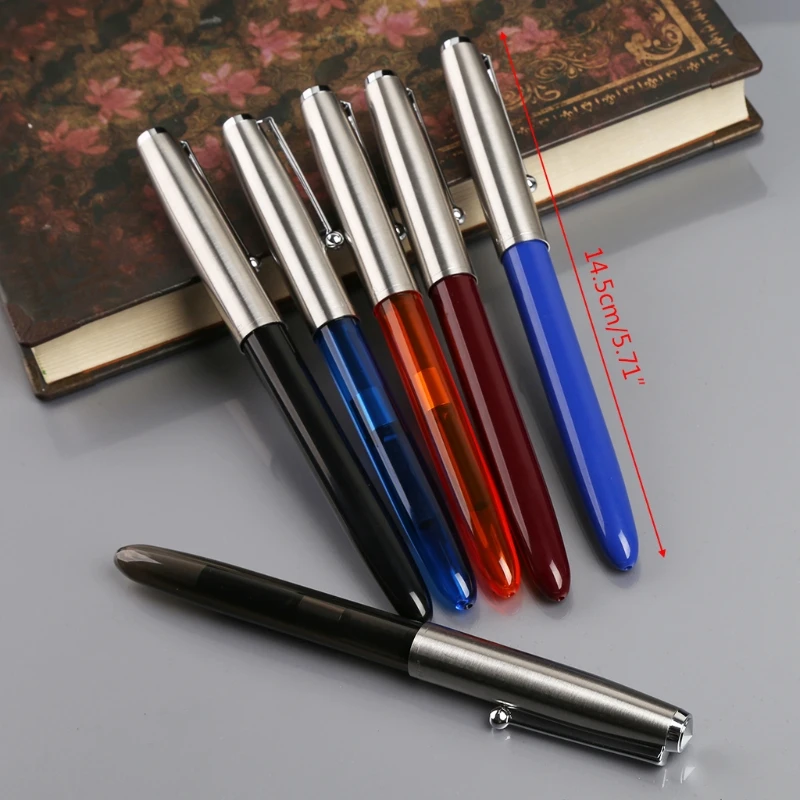 Vintage Stainless Steel Fountain Pen 0.38mm Nib Business Office Gift