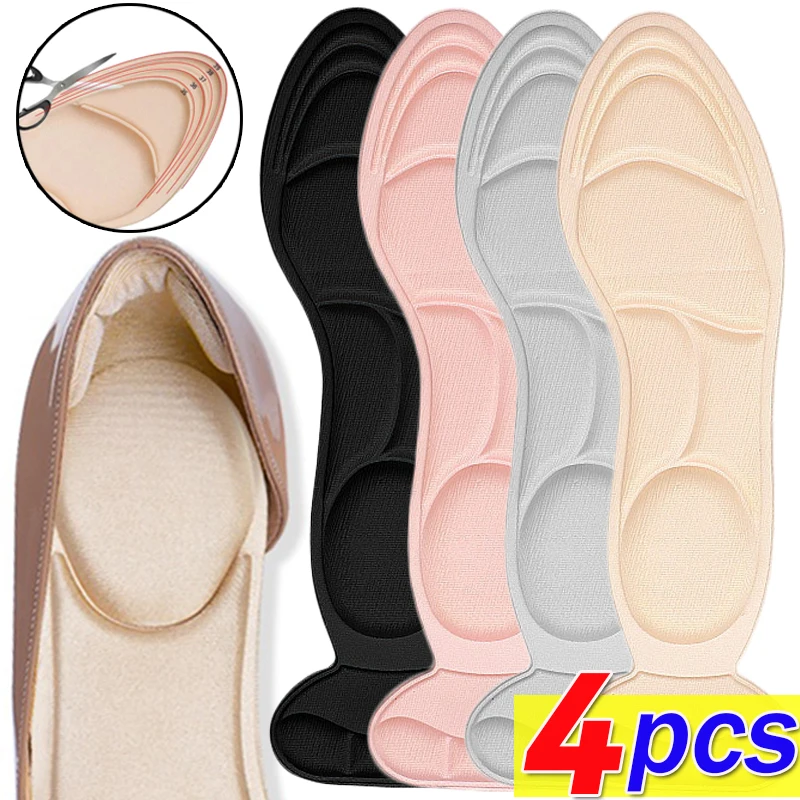

4PCS Women High-heel Shoes Insoles Memory Foam Insoles Anti-slip Cutable Insole Comfort Breathable Foot Care Massage Shoe Pads