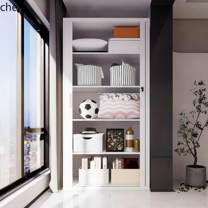 ZML Wardrobe Roller Shutter Door Storage Cabinet Balcony Sunscreen Roller Door Cabinet Steel Storage Cabinet
