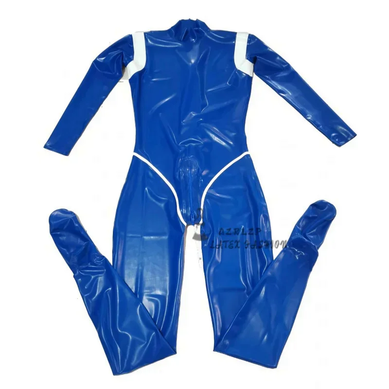 

Latex Rubber Suit Full Body Blue Cool Tights Bodysuit Stylish Catsuit