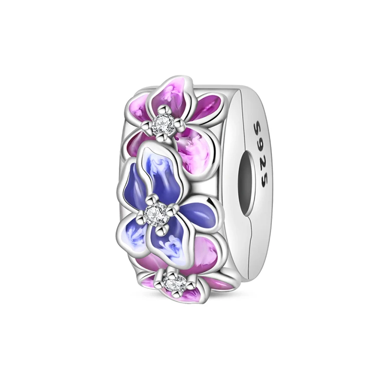 

100% 925 Sterling Silver Charm Bead 3mm Spring Iris Flower Design Original DIY Fine Jewelry Craft Supplies Elegant