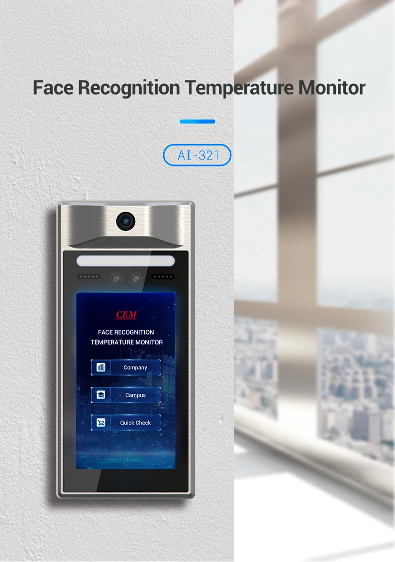 CEM AI-321 AI Face Recognition Non-Contact Thermometer Temperature Measurement System with Face ID Data Bank