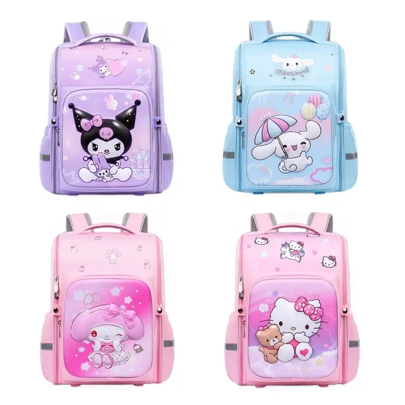 

Sanrioed, аниме Kuromi Melody Cinnamoroll Hello Kitty, вместительный рюкзак, милый школьный портфель, мультяшная Студенческая сумка через плечо, подарок