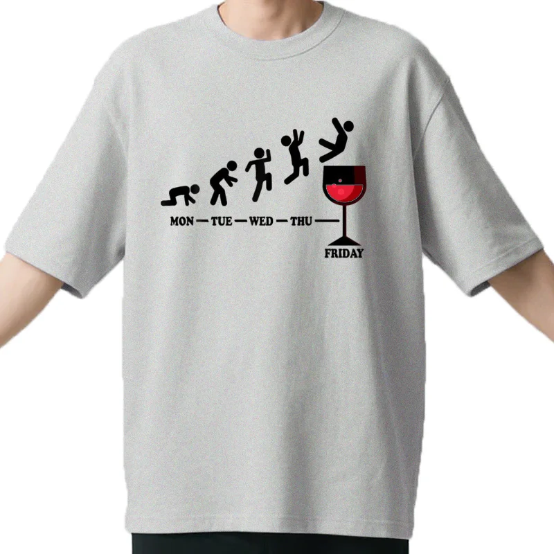 T-shirt unisexe humoristique pour les amateurs de vin, T-shirt graphique imprimé personnalisé, Streetwear d'été, Vendred