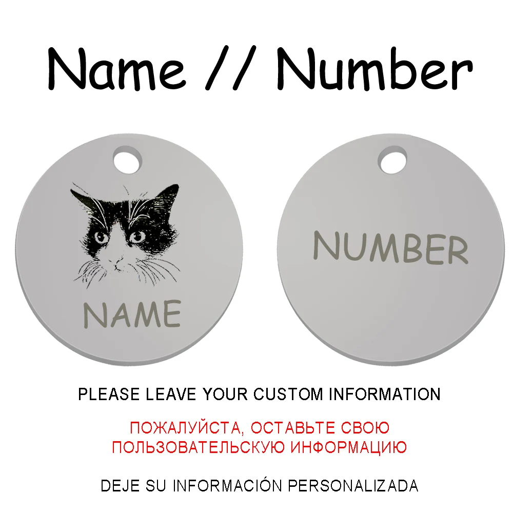 Customized Pet Cat Collar Tag Home ID Pets Name Tags Plate Free Engraving Dogs Cat Puppy Kitten Nameplate Pendant for Pet