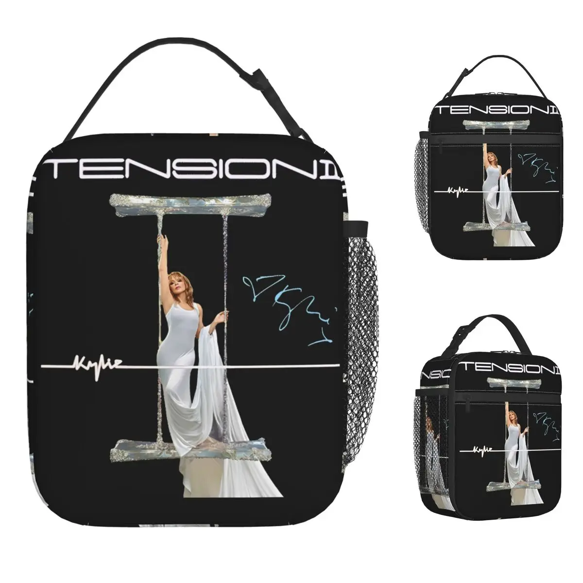 كايلي مينوغ ألبوم جديد التوتر II توقيع حقيبة الغداء علب الاغذية المدرسة المحمولة معزول حمل أكياس الغذاء مصمم حقيبة للحفاظ على البرودة