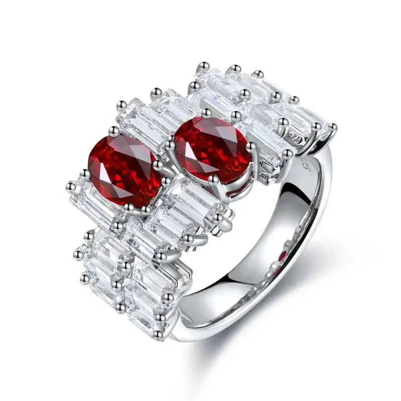 RUIF New Popular  S925 Silver Ring Style Lab Grown Ruby Women Jewelry Party Gift Weddingring