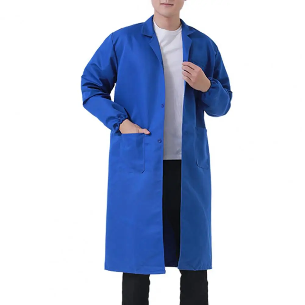 Long Coat Non Pilling Full Sleeve Single-breasted Pockets Thickened Dustproof Doctor Food Laboratory Beauty Salon Workwear Coat