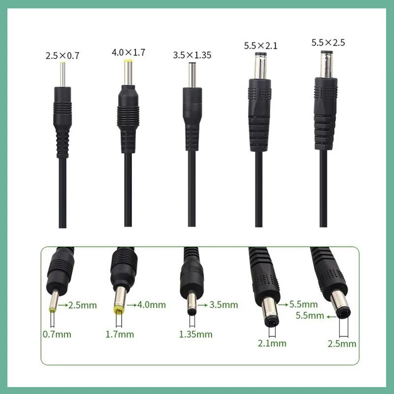 1Pcs USB A Male plug to DC 2.5 3.5 1.35 4.0 1.7 5.5 2.1 5.5 2.5mm Power supply Plug Jack type A extension cable connector cords