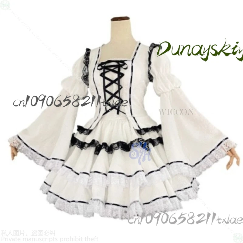 슈고 애니메이션 캐릭터 코스프레 츠키요미 우타우 귀여운 화이트 레이스 의상 달콤하고 사랑스러운 인형 스타일 로리타 지라이 케이 소녀 할로윈