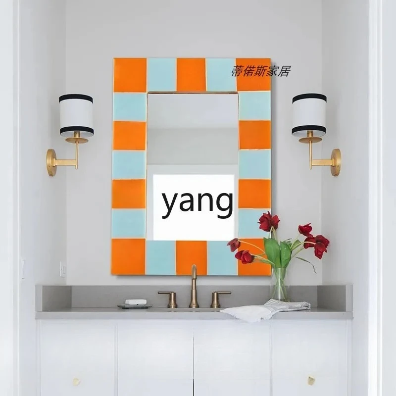 lmm1  Light Luxury Makeup Mirror Wall Hanging Different Square Restaurant Decorative Mirror