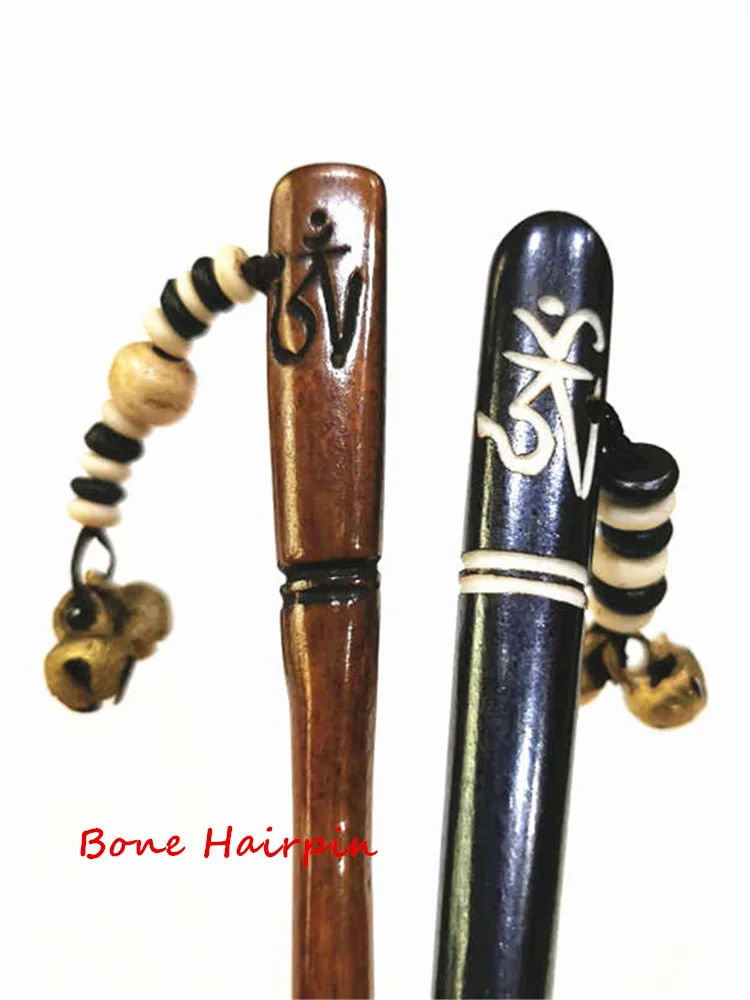 Tibet Yak Bone Hand Carved OM Hairstick for Girls Hairpins L030
