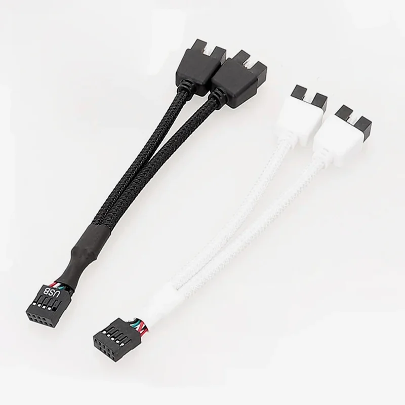 1pcs 15cm Motherboard 9pin Extension Cable Adapter USB Header Splitter Female 1 To 2 Male Desktop 9-Pin USB2.0 HUB Connector