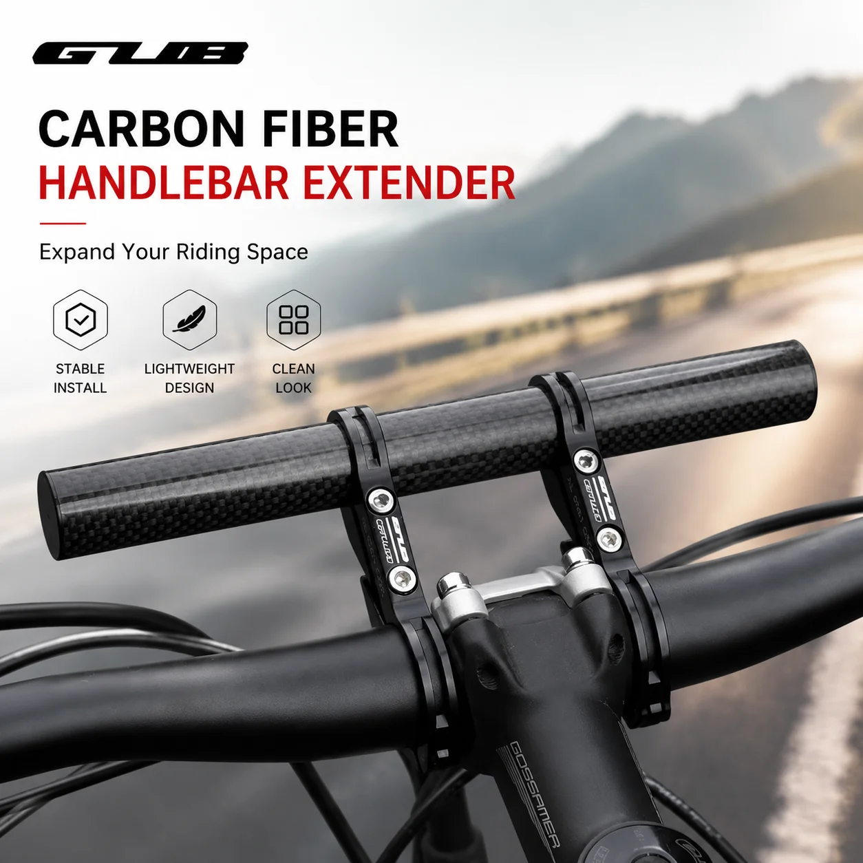 Extensor de Manillar de Bicicleta de Fibra de Carbono, Soporte de Extensión de Bicicleta de Aleación de Aluminio CNC para Ciclismo MTB