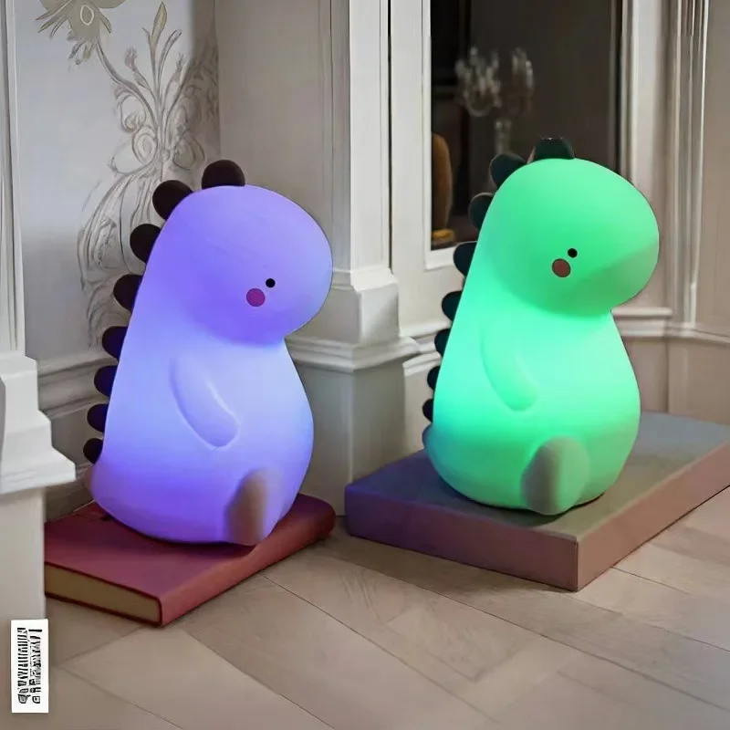 Cute dinosaur colorful night light remote control creative toy bedside silicone atmosphere gift pat lamp