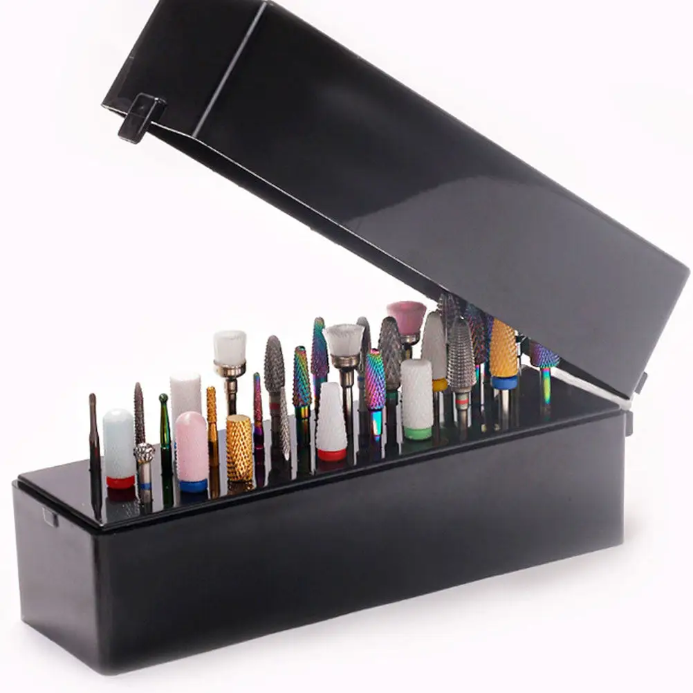 

2pcs Nail Drill Bits Storage Box For Manicure Polishing Heads Organizer Acrylic Aluminum Grinding Head Case Nail Salon Tool