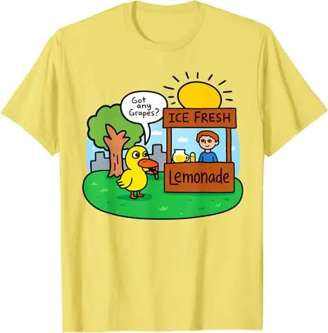 Ice Fresh Lemonade Got Any Grapes Duck Lustige Geschenke Meme T-Shirt Y2K Sommermode Gänse, Entenwitze Grafik-T-Shirt Streetwear Geschenk – Detail 4