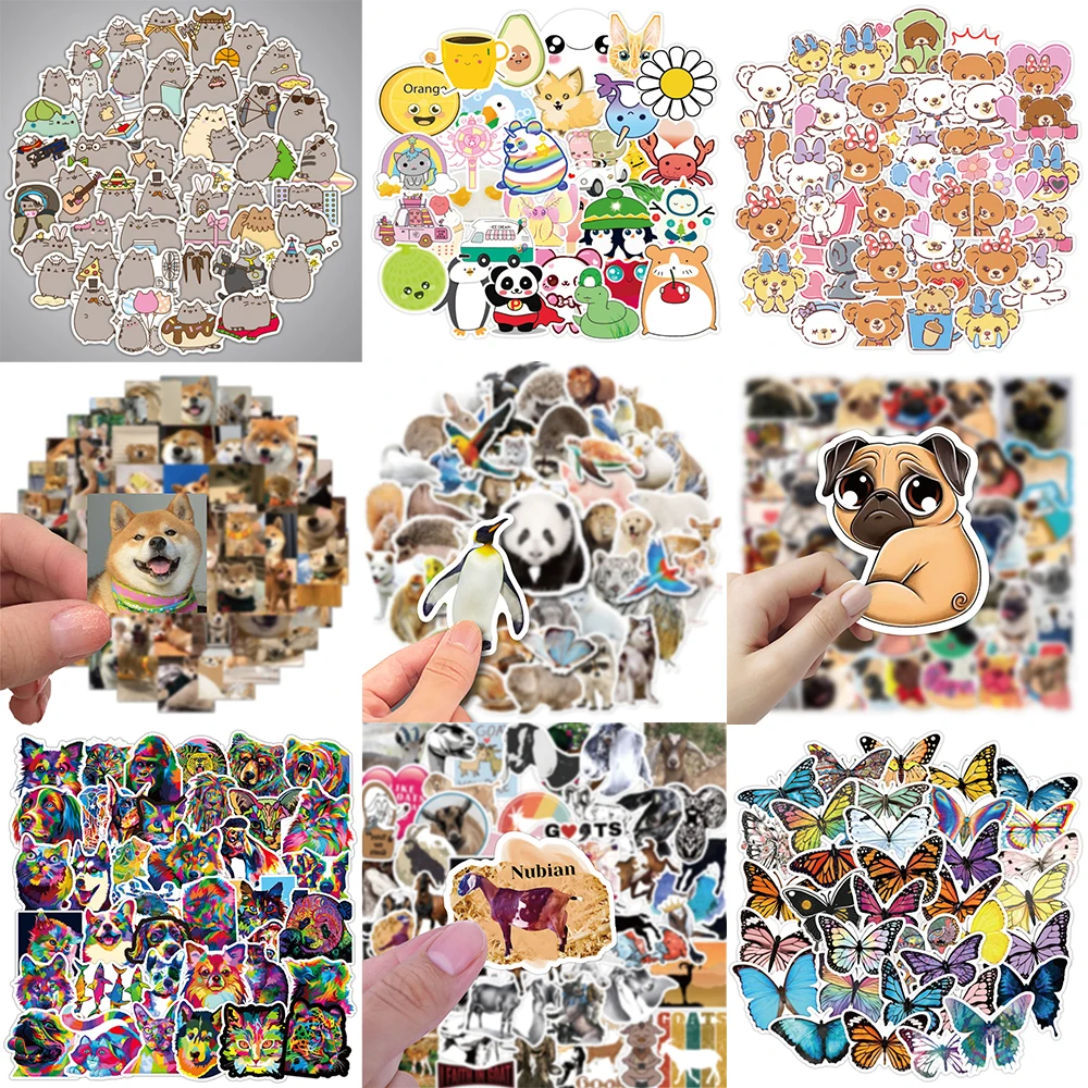 10/30/50PCS Cartoon Animals Stickers Series Cute Bear Rabbit Graffiti Laptop iPad Notebook Phone Stationery Decoration Wholesale