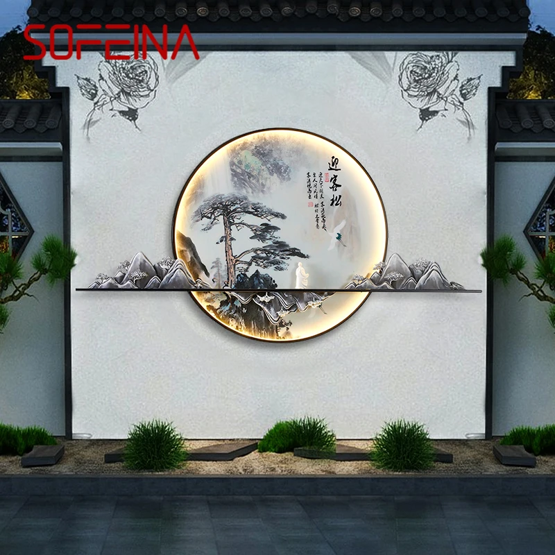 

SOFEINA Solar Outdoor Mural Lamp Creative Circular Landscape Waterproof Mural Villa Courtyard Decoration Painting