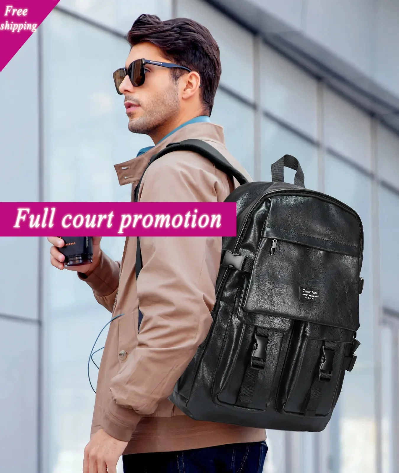 Leather Men Ideal for Business,Waterproof Scratch-Resistant,High Capacity Timeless Backpack Fit 15.6 Laptop