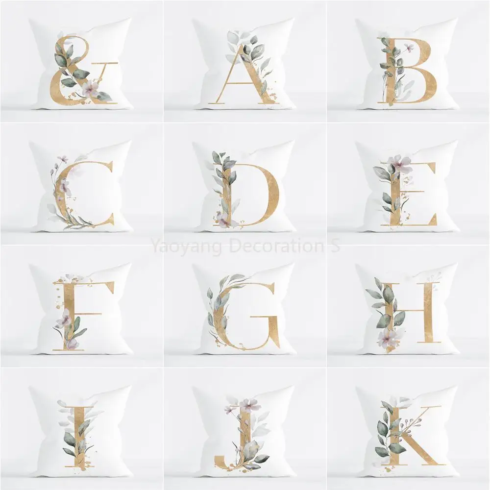 

Creative Letters Floral Print Pillow Home Decor Car Sofa Cushion Cover Pillowcase Aesthetics