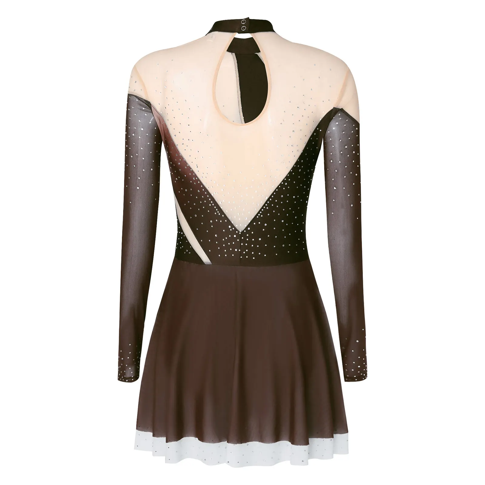 ชุดเต้นรำลีริคอลสำหรับผู้หญิง ผ้าตาข่ายไล่เฉดสีระยิบระยับ แขนยาว สำหรับการแสดงเต้นร่วมสมัย บัลเลต์ และเต้นละติน