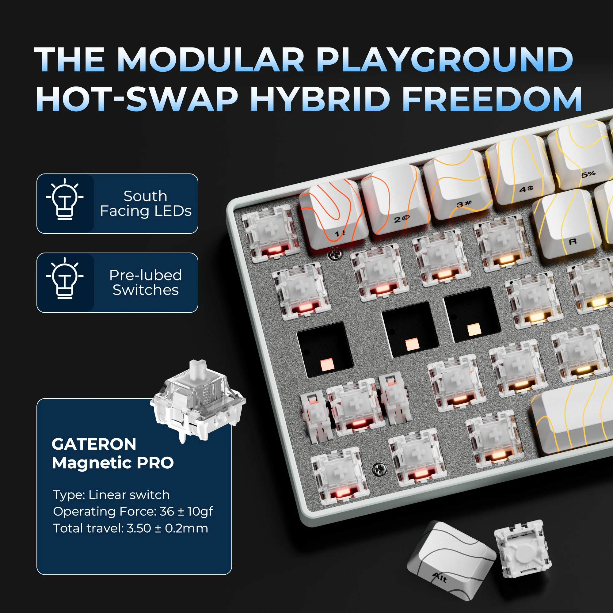 XVX HE68 Keyboard Mekanis Sakelar Magnetik Putih 60% Pemicu Cepat 0.02Mm 8K/1K Kembali 68 Tombol Keybaord Gaming Berkabel