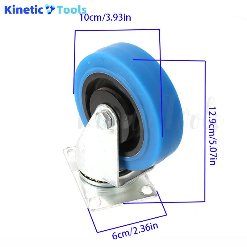 4 عجلات من الفولاذ المقاوم للصدأ متوسطة الحجم باللون الأزرق TPR بعمود مزدوج من المطاط عجلة صامتة عالمية لحركة أملس على الأسطح المختلفة #3