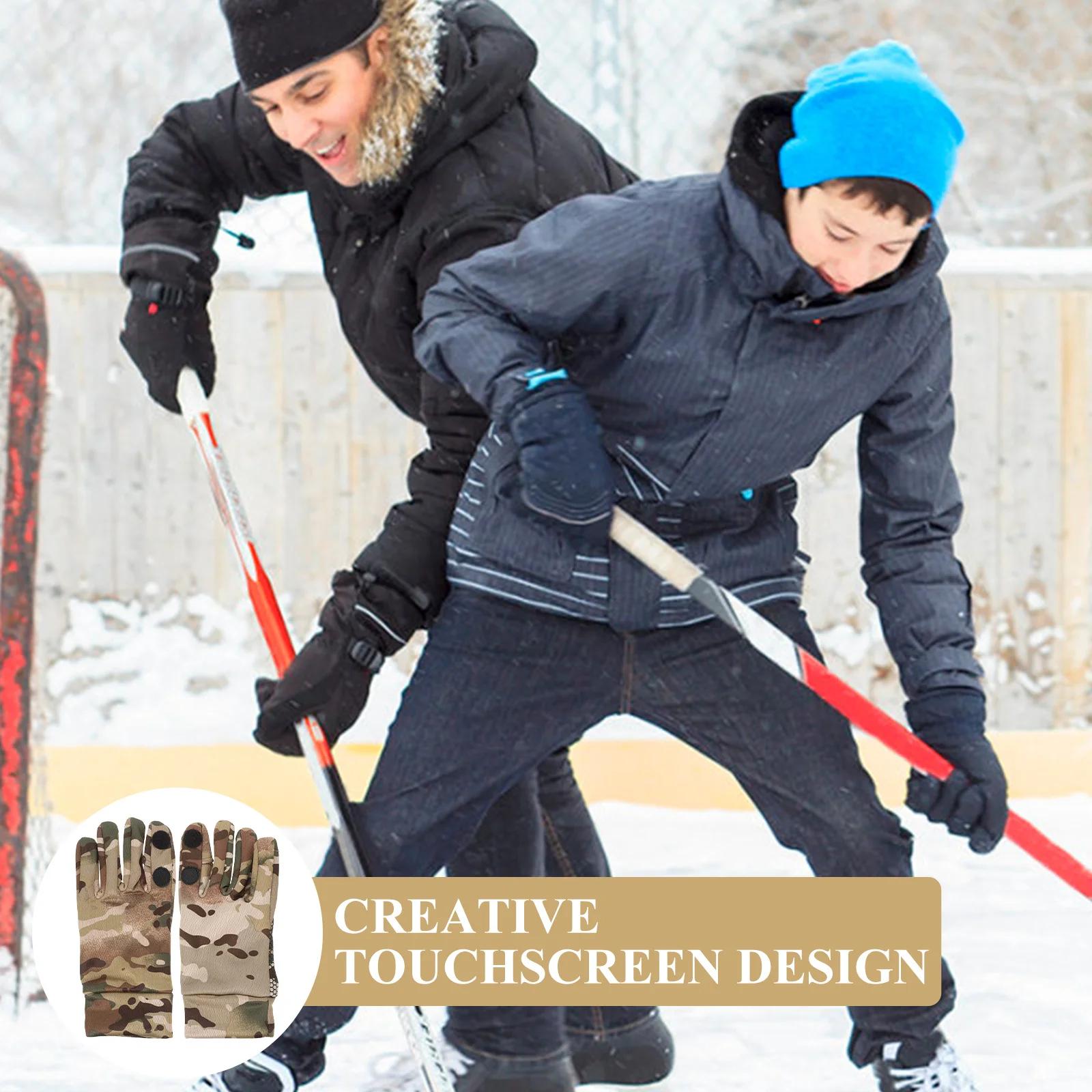 

1Pair Men Motorcycle Winter Gloves Warm Full Finger Touchscreen Camo Outdoor Thermal Gloves for Skiing Snowmobile