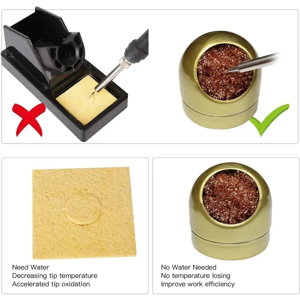 Metall Draht Mit Ständer Set Schweißen Entlöten Löten Lötkolben Spitze Schlacke Reiniger Reinigung Stahl Ball Mesh Filter Zinn Entfernen – Detail 12