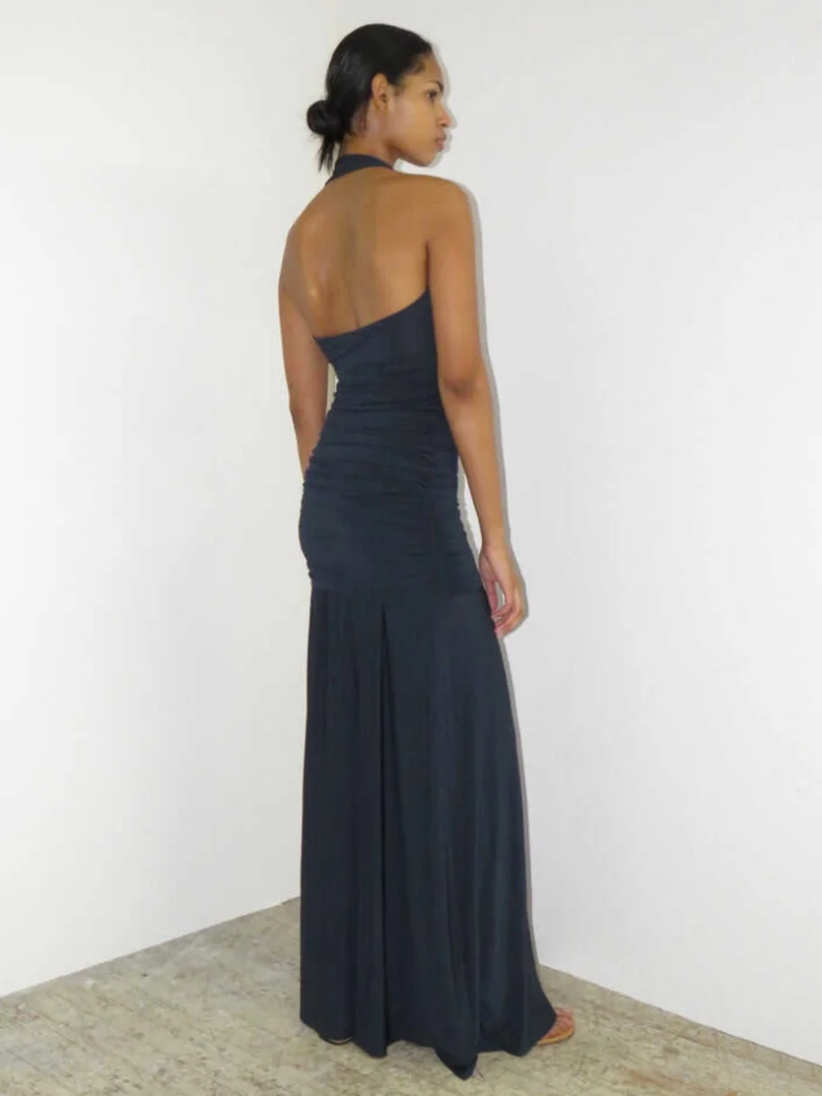 パロマウール 2024 エラスティック ロング ネライン ドレス レディース サマードレス ヴィンテージ スレ Hライン プリント カジュアルウェア l ウエストシェイプ