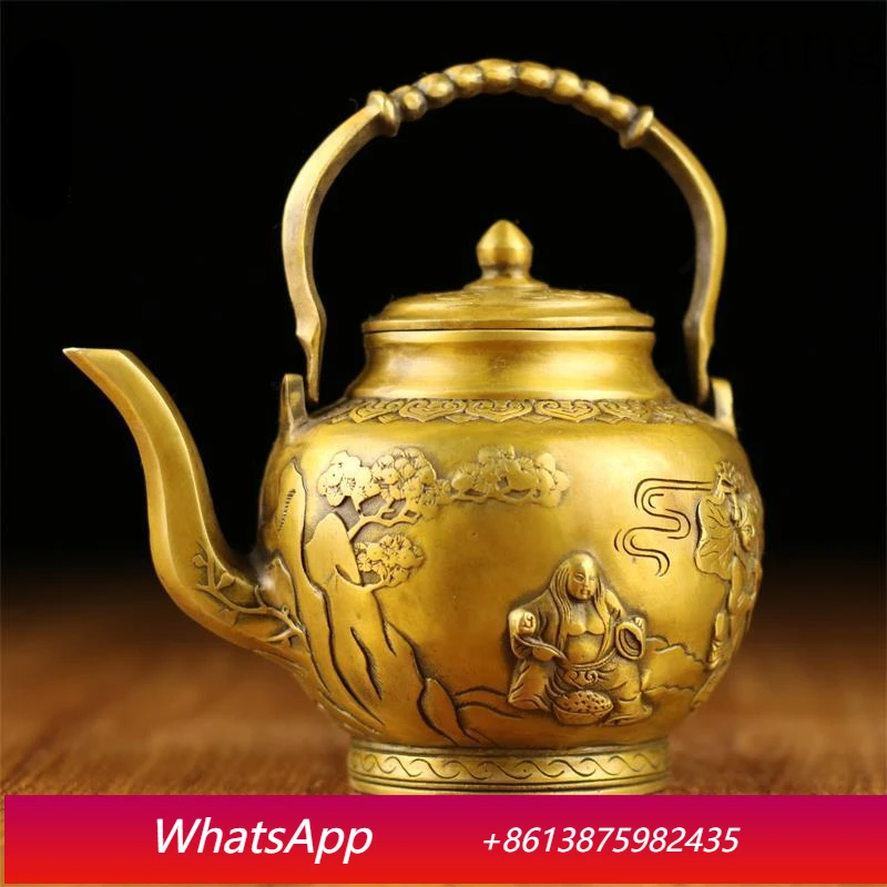

Pure Copper Brass Antique Copper Kettle Ornaments Dragon and Phoenix Kettle Teapot Wine Kettle Decoration
