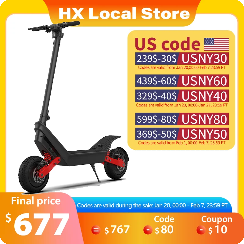 HX X10 18.2AH Electric Scooter 2000W 50KM/H Foldable Electric Kick E Scooter Dual Motors 11 Inch APP Smart Escooter for Adults