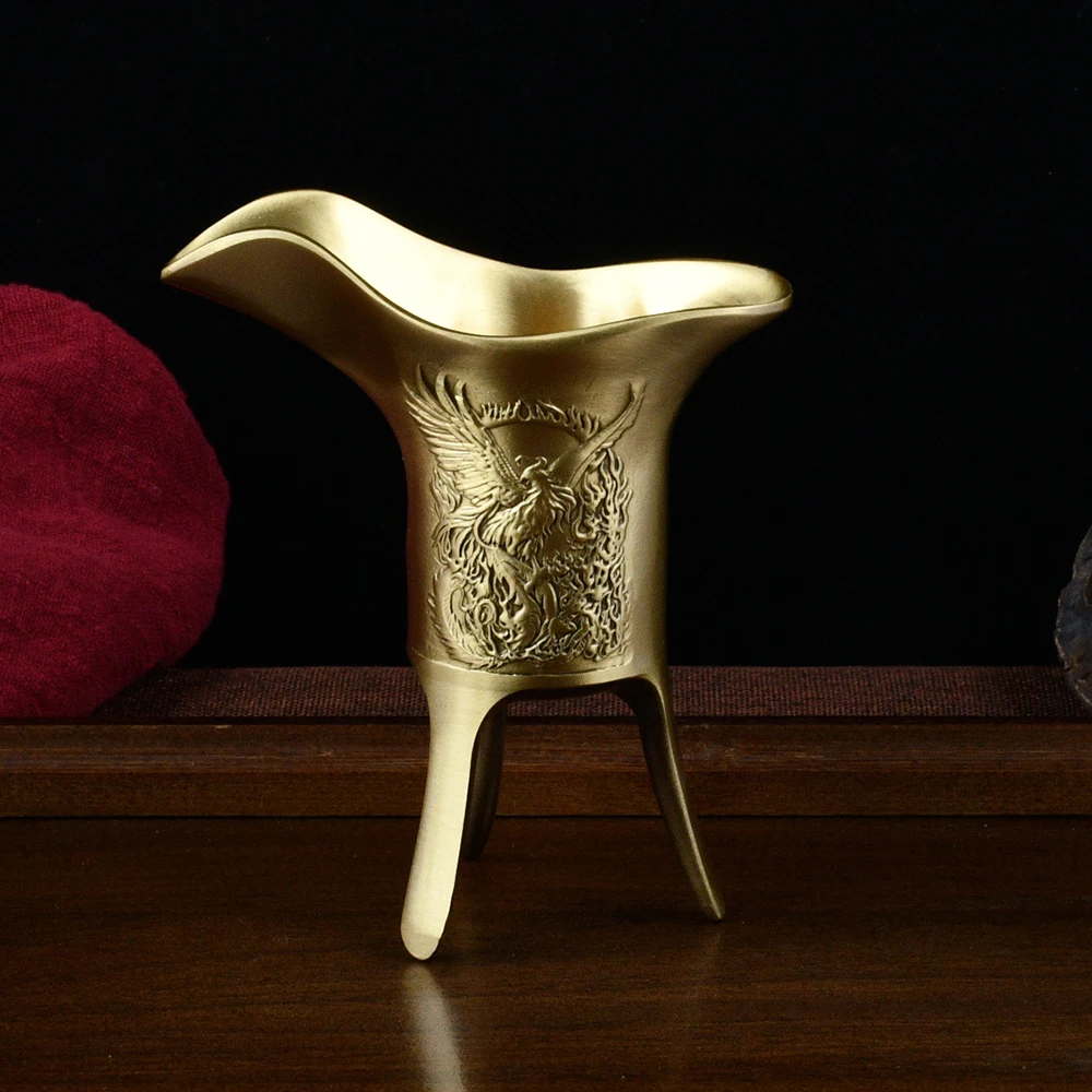 

1pc, Brass wine glass ornament, Copper Emperor cup, Office desktop decoration, Vintage wine set, home decoration crafts