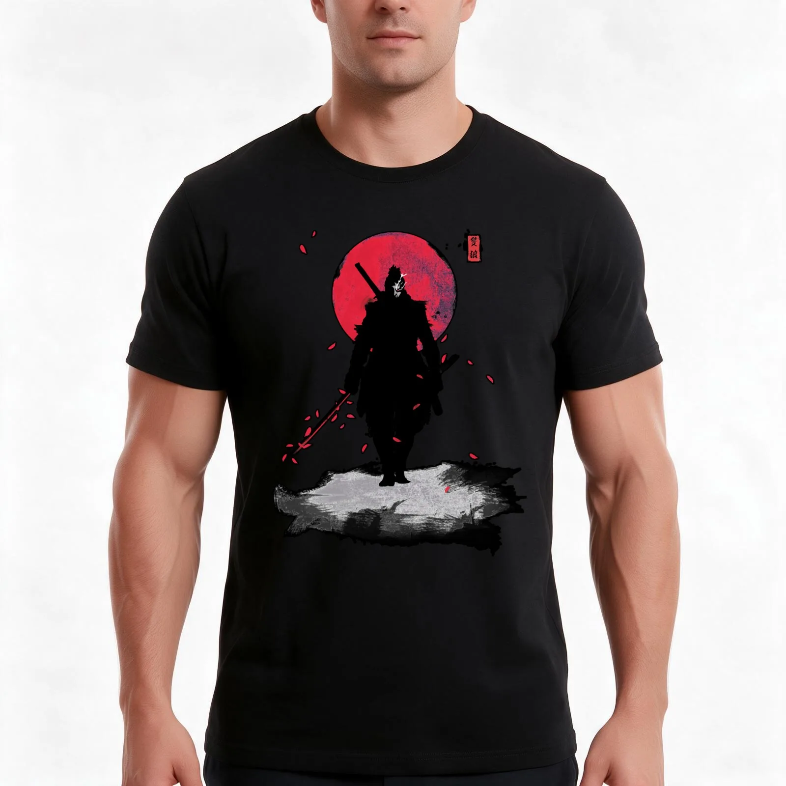 One Armed Wolf T-Shirt Summer Casual Cotton Tee Oversized Streetwear Tops Vintage Graphic Print Loose Fit Short Sleeve