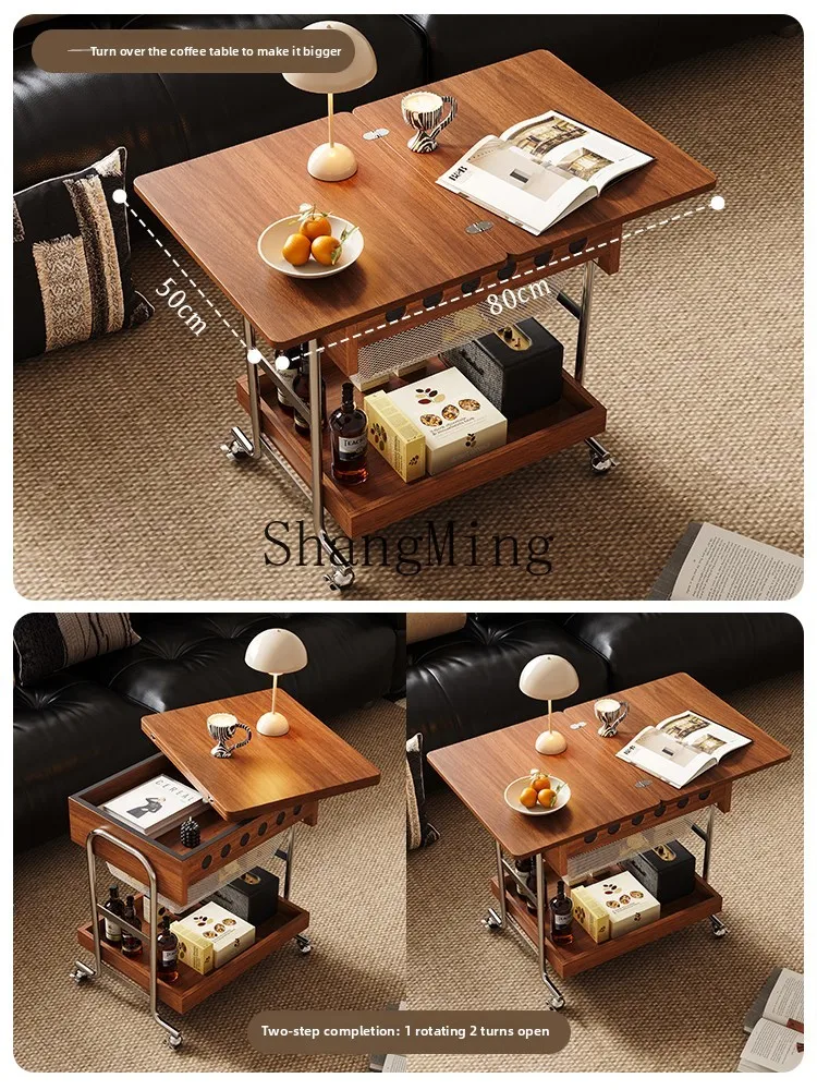 CL abnehmbarer Couchtisch, multifunktionaler Aufbewahrungswagen, Haushaltsrad, klappbarer Kantentisch