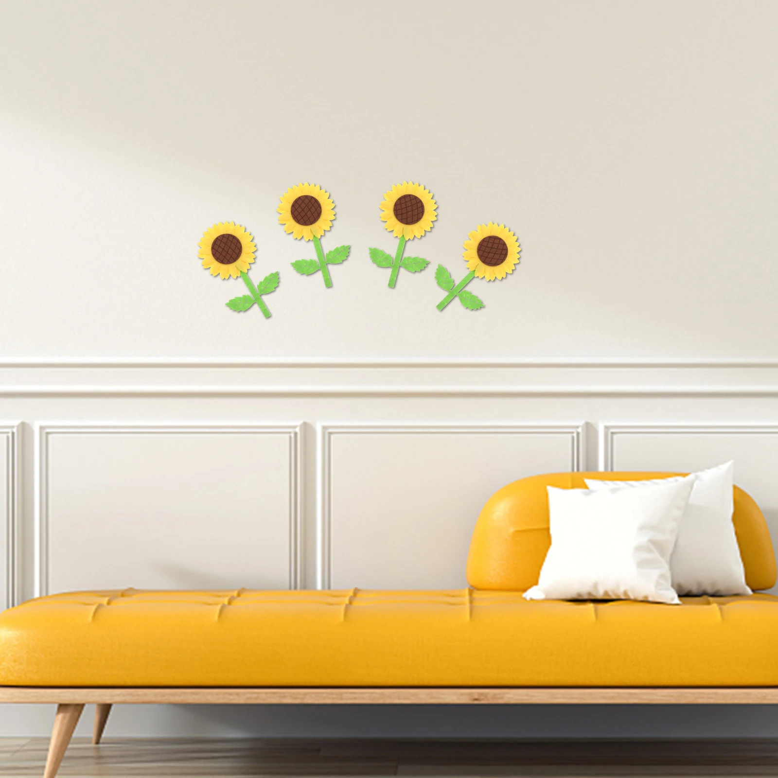 

4pcs Sunflower Stickers Childsafe Nonwoven Decals Easy Apply Kids Room Bedroom Playroom Decorative Stickers Farm Animals