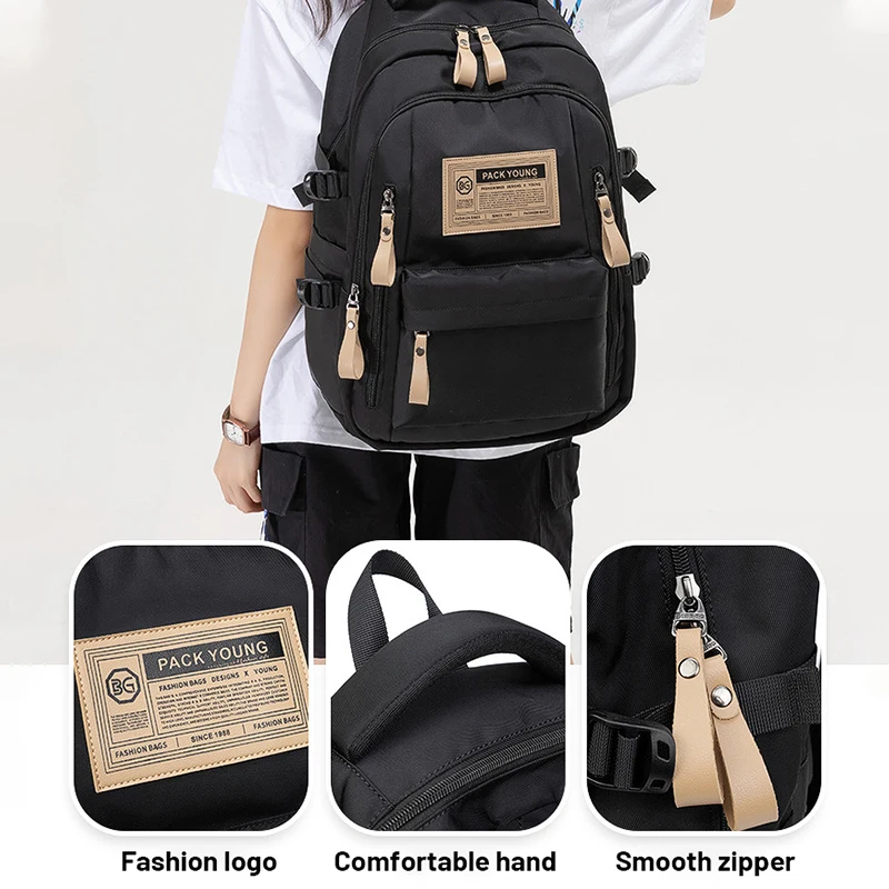 Schoolbag Female College Students High School Middle School Girls Backpack Simple Load Reduction Large Capacity Boys Backpack