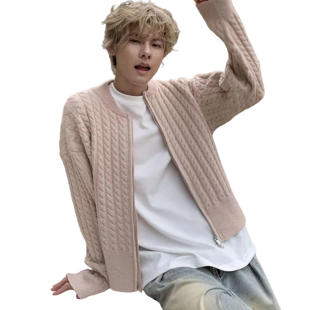 الرجال سترة سترة الملتوية المشارب محبوك سترة عادية معطف الشارع ملابس خارجية