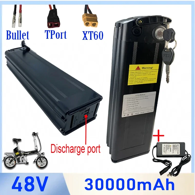 

48V 30Ah Seat Tube Silver Fish 18650 Li-ion Battery For Electric Bike Bicycle Bicycle battery+charger