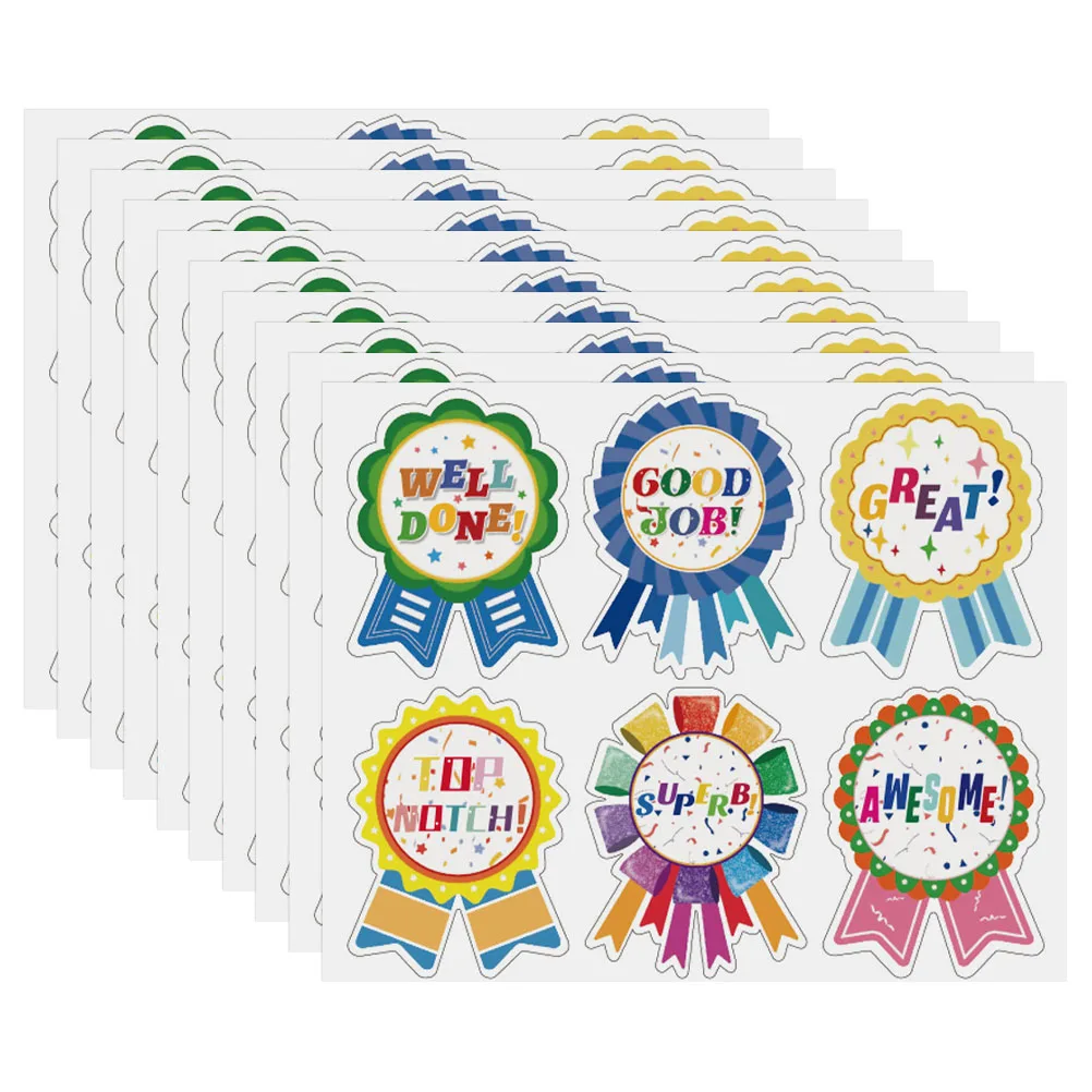 

10 Medal Reward Stickers Inspirational Kids School Coated Paper Praise Student Cute Adhesive Labels Teacher Holiday Classroom