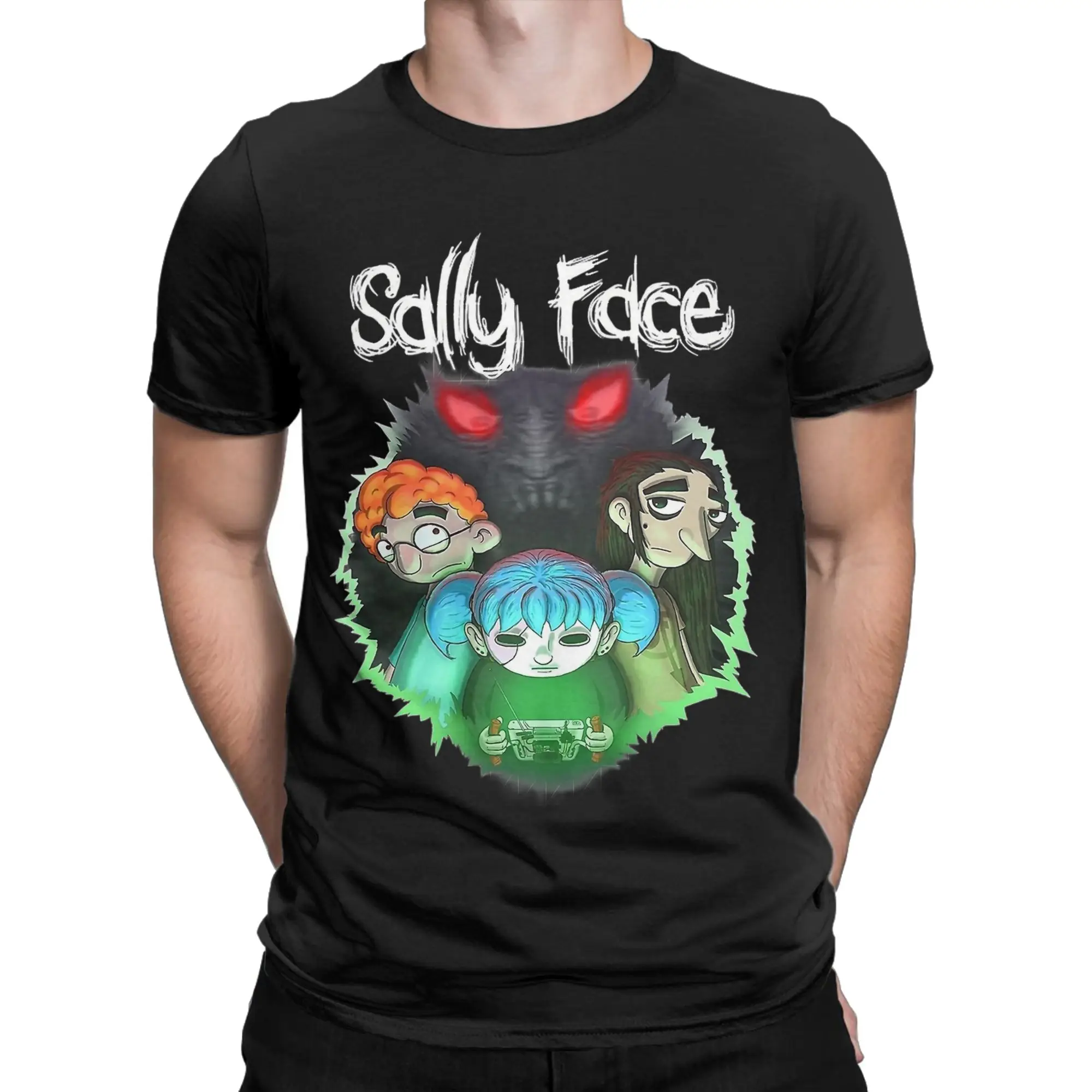 Sal Fisher Game T Shirts Men Women's Pure Cotton Funny T-Shirt Round Collar Sally Face Tee Shirt Short Sleeve Clothes Graphic