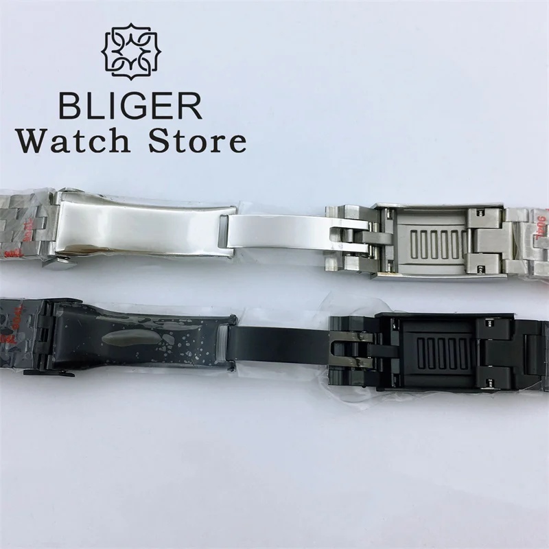 BLIGER 20mm 904L Steel Jubilee Middle Gold Two Tone Wrist Watch Strap Bracelet Solid Screw Links Curved End 904L bracelet